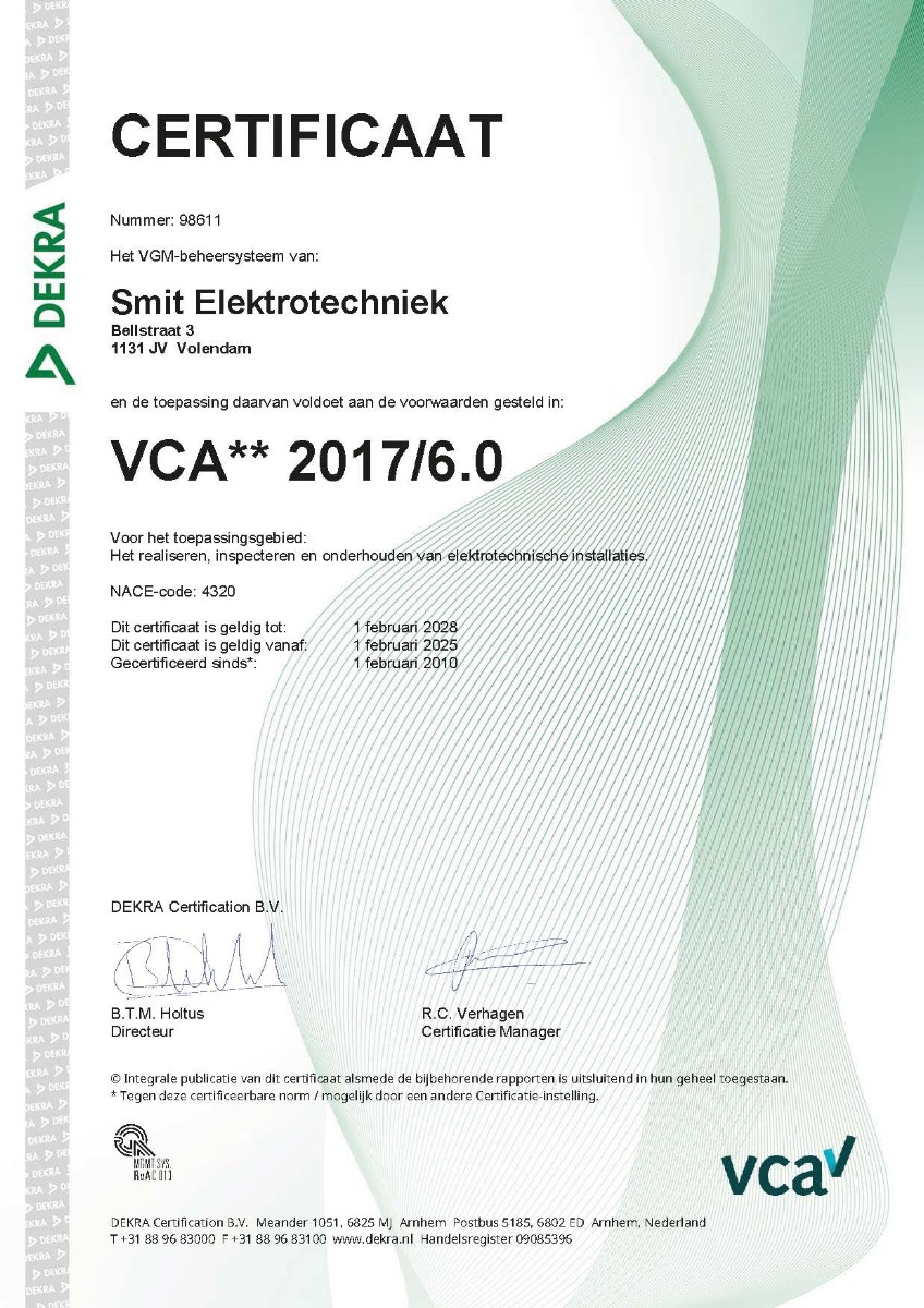 VCA** 2017/6.0 hercertificering