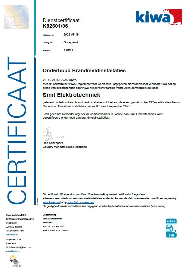 BMI 2022: Onderhoud Brandmeldinstallaties