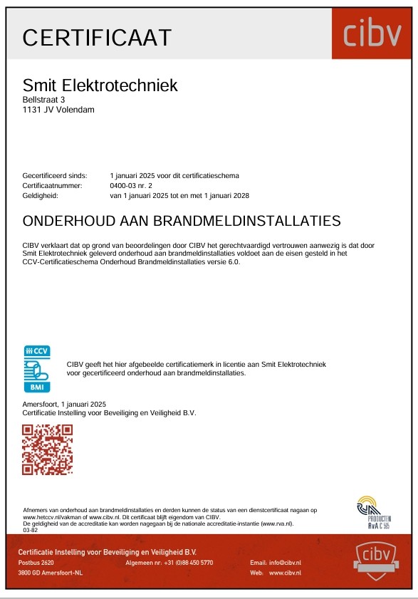 CIBV Onderhoud Brandmeldinstallaties